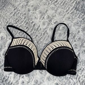 VS black and crochet bikini top
